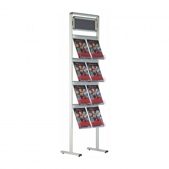 Classic Brochure Stand “with Snap Frame Header” "Single Sided" - 8xA4 - 440 mm