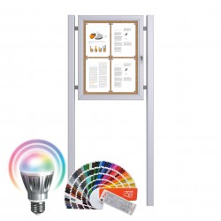 Free Standing LED-RAL Noticeboard - Cork 4 x DIN A4