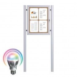 Free Standing LED Noticeboard - Cork 4 x DIN A4