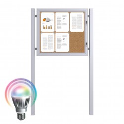 Free Standing LED Noticeboard with Baseplate - Cork 6 x DIN A4