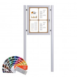 Free Standing RAL Noticeboard with Baseplate - Cork 4 x DIN A4