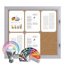LED-RAL Notice Board – Cork 6 x DIN A4