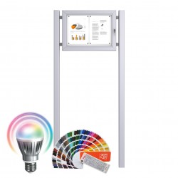 Free Standing LED-RAL Noticeboard - Magnetic 2 x DIN A4