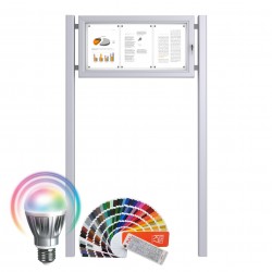 Free Standing LED-RAL Noticeboard - Magnetic 3 x DIN A4