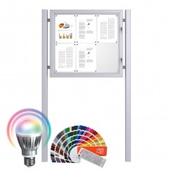 Free Standing LED-RAL Noticeboard - Magnetic 6 x DIN A4