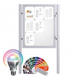 Free Standing LED-RAL Noticeboard - Magnetic 9 x DIN A4