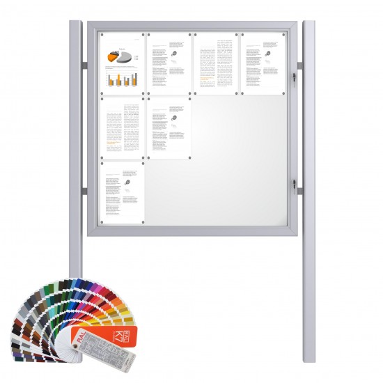 Free Standing RAL Noticeboard with Baseplate - Magnetic 12 x DIN A4