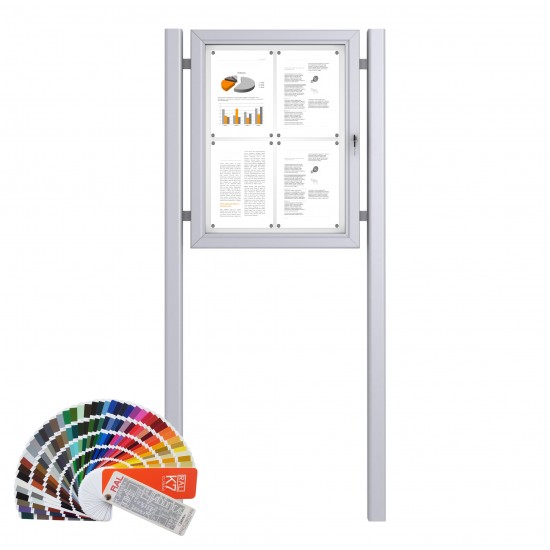 Free Standing RAL Noticeboard - Magnetic 4 x DIN A4