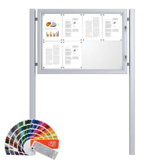 Free Standing RAL Noticeboard with Baseplate - Magnetic 8 x DIN A4