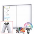 MIDI Sliding Doors Free Standing LED-RAL Noticeboard with Baseplate - Magnetic