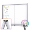 MIDI Sliding Doors Free Standing LED Noticeboard with Baseplate - Magnetic