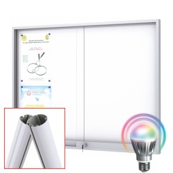 MIDI Sliding Free Standing LED Noticeboard with Baseplate - Magnetic 10 x DIN A4 (Mitred Corner)