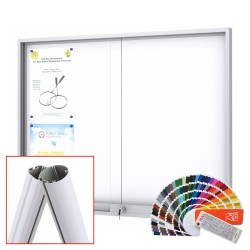 MIDI Sliding Free Standing RAL Noticeboard with Baseplate - Magnetic 21 x DIN A4 (Mitred Corner)