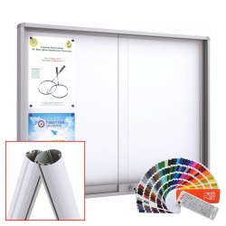 MIDI Sliding Free Standing RAL Noticeboard - Magnetic 12 x DIN A4 (Round Corner)