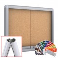 MAXI Sliding Doors Free Standing RAL Noticeboard with Baseplate - Cork