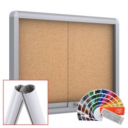 MAXI Sliding Free Standing RAL Noticeboard with Baseplate - Cork 8 x DIN A4